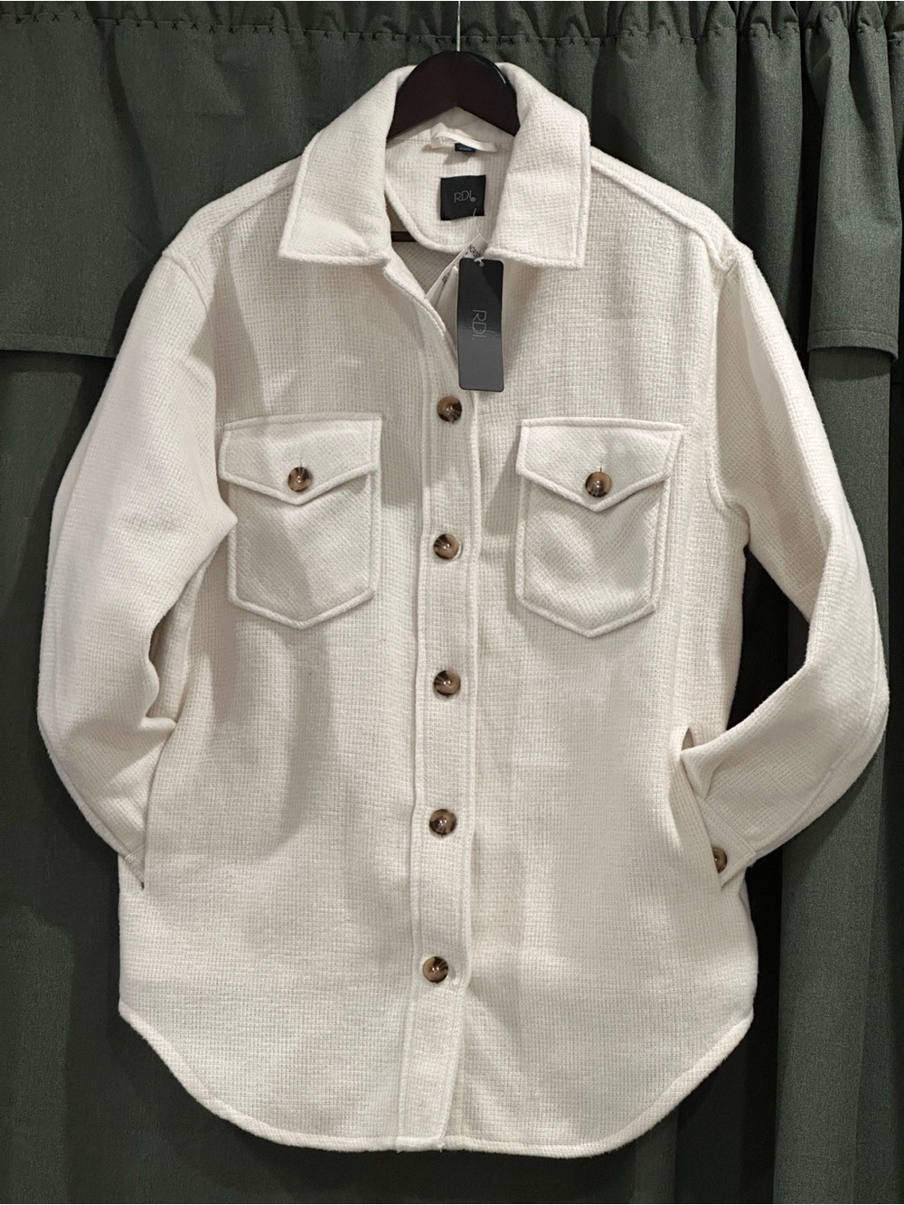 RDI Cream Button-Front Shacket Jacket - Picture 5 of 6